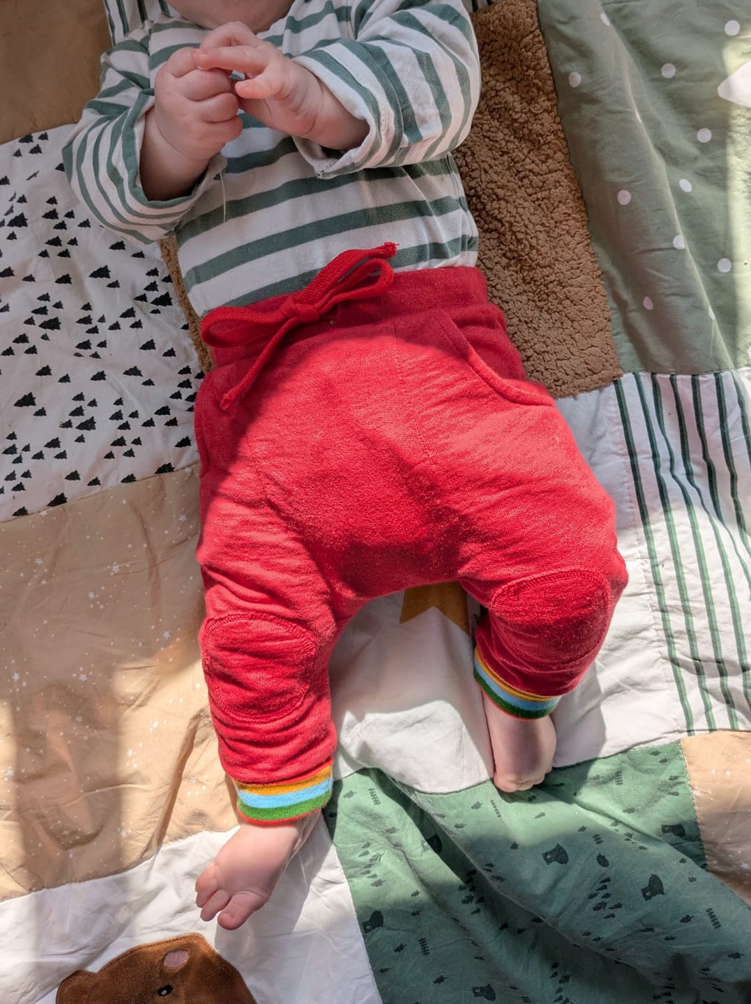 Customer photo review of Red Marl Rainbow Organic Comfy Joggers
