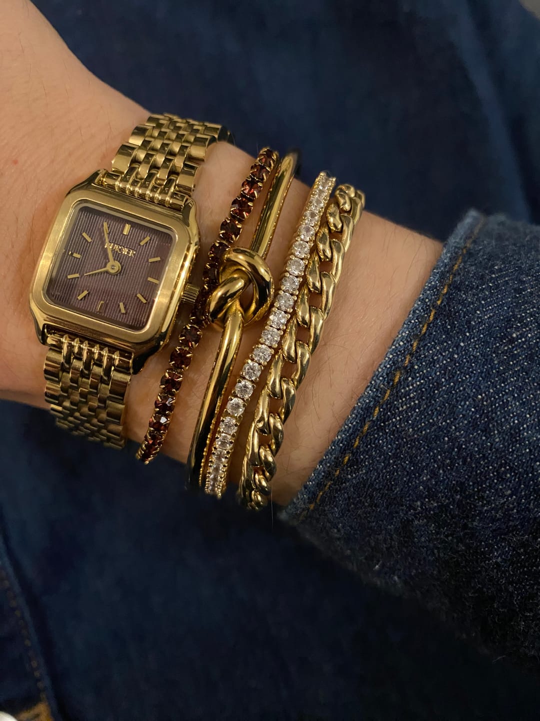 Customer photo review of Macy Petite Gold Burgundy