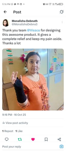 Customer photo review of Universal Cockup Support | Wrist Support For Colle's fracture | Wrist sprain/strain | Arthritis | Post-operative support | Pain Reliever | (Black)