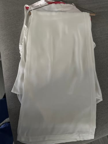 Customer photo review of Cole Satin Trousers | White