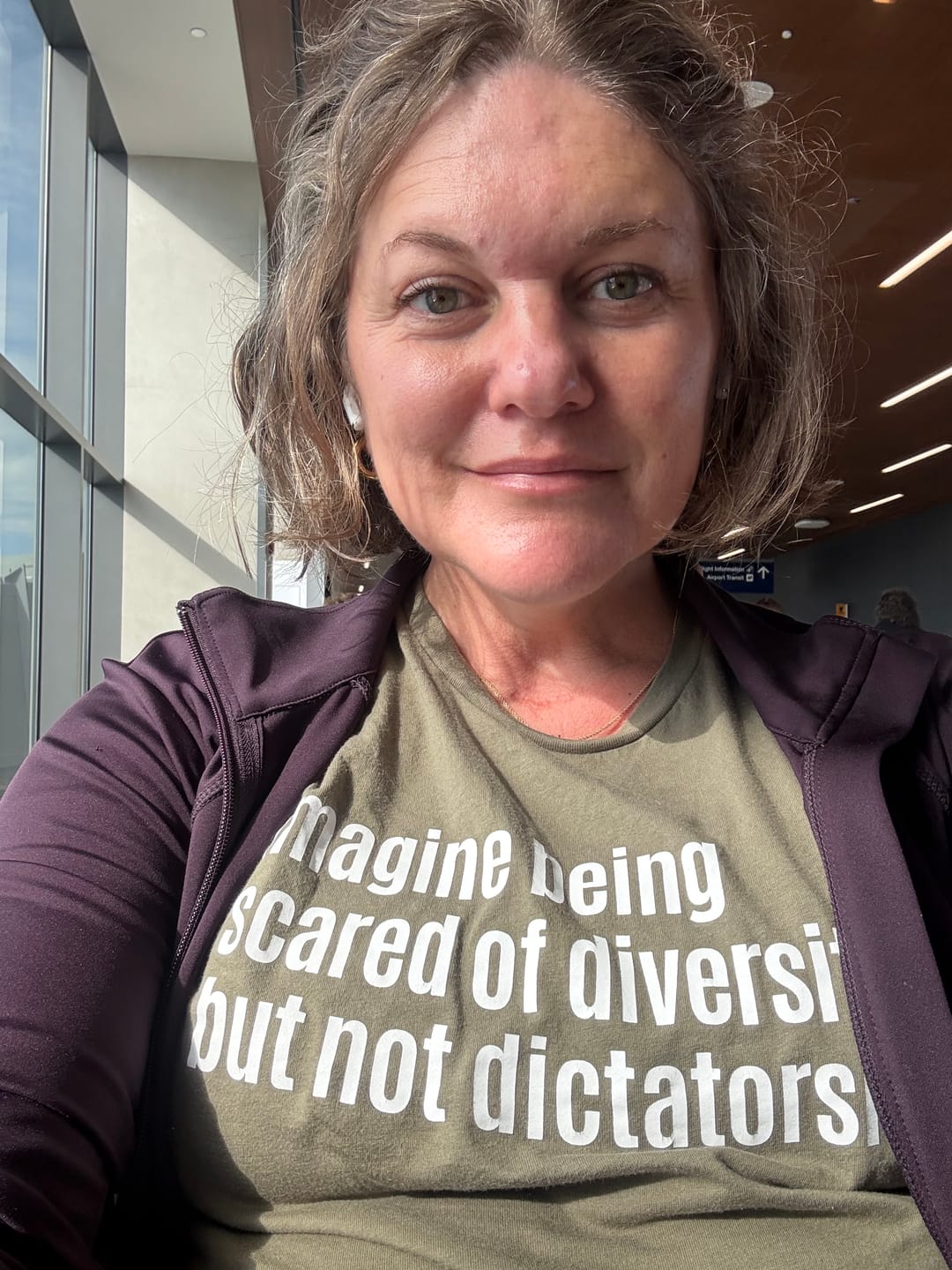 Customer photo review of Imagine Being Scared of Diversity But Not Dictatorship Unisex Tee