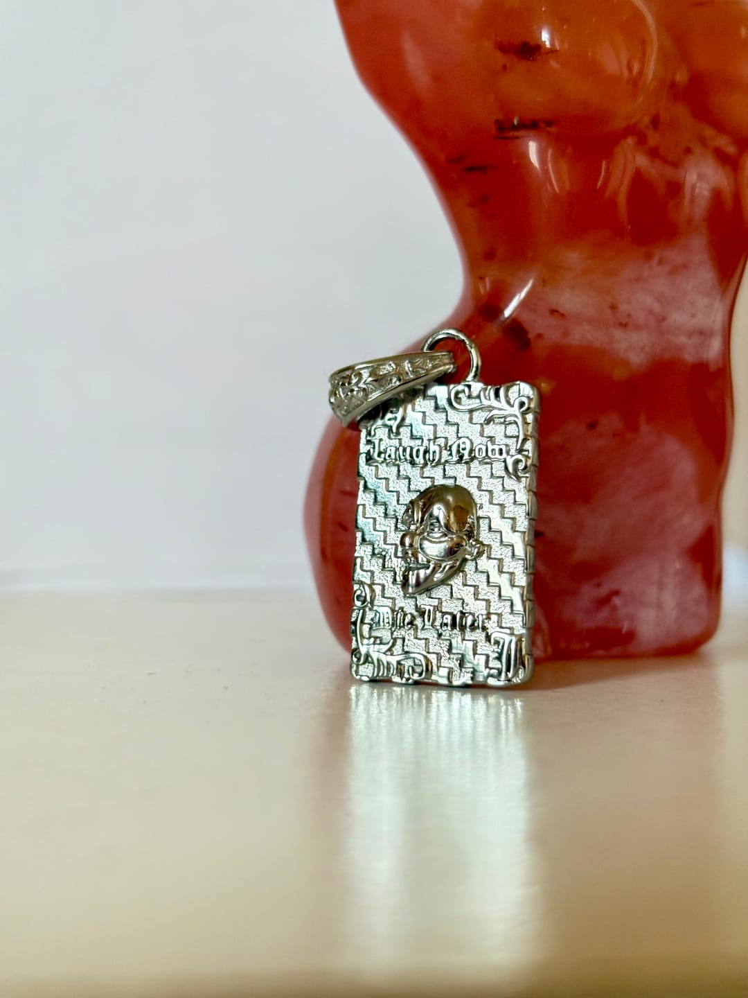 Customer photo review of LAUGH NOW, DIE LATER PENDANT
