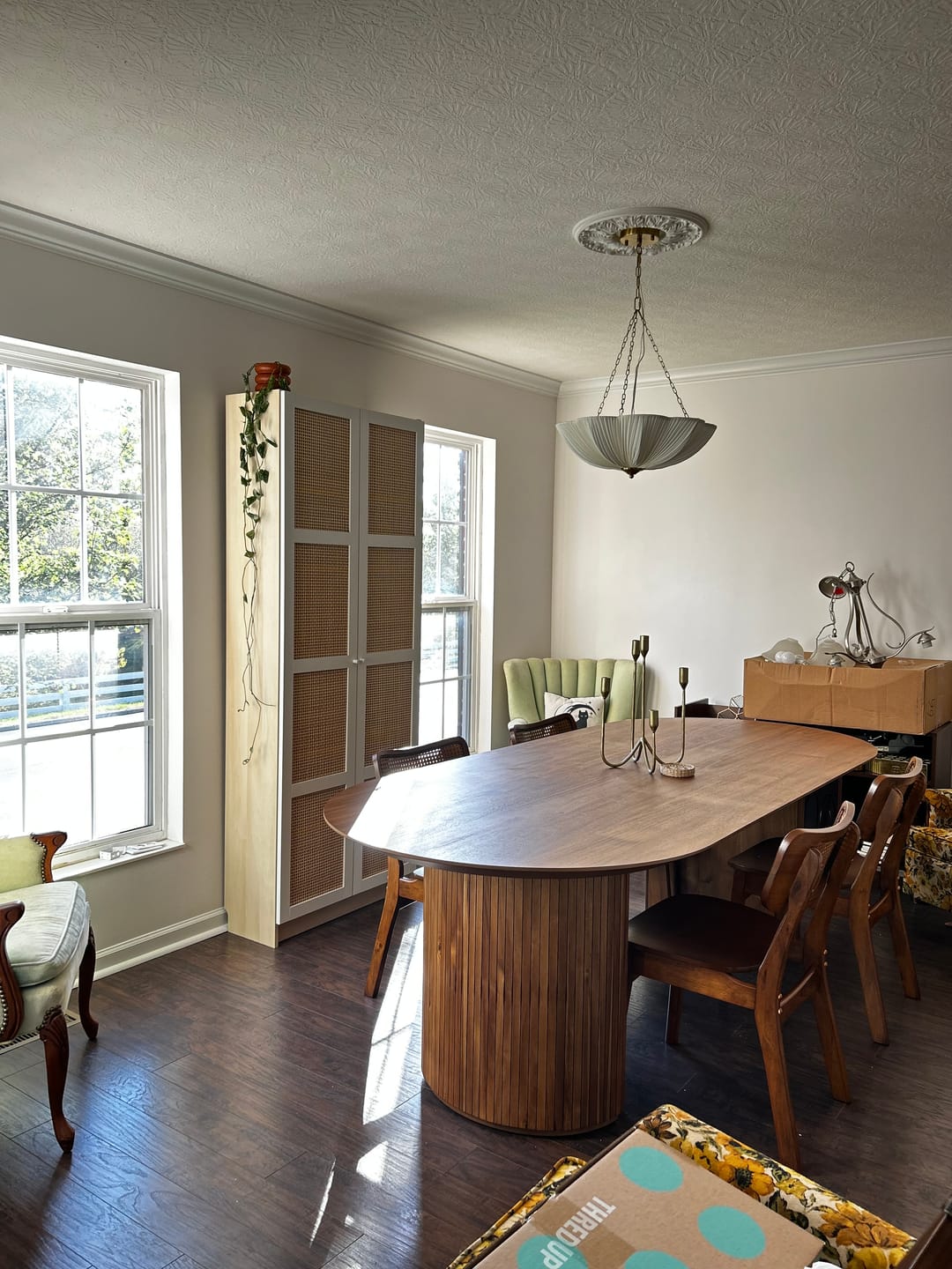 Customer photo review of Boho Pleated Flower White Fabric Cage Pendant Light