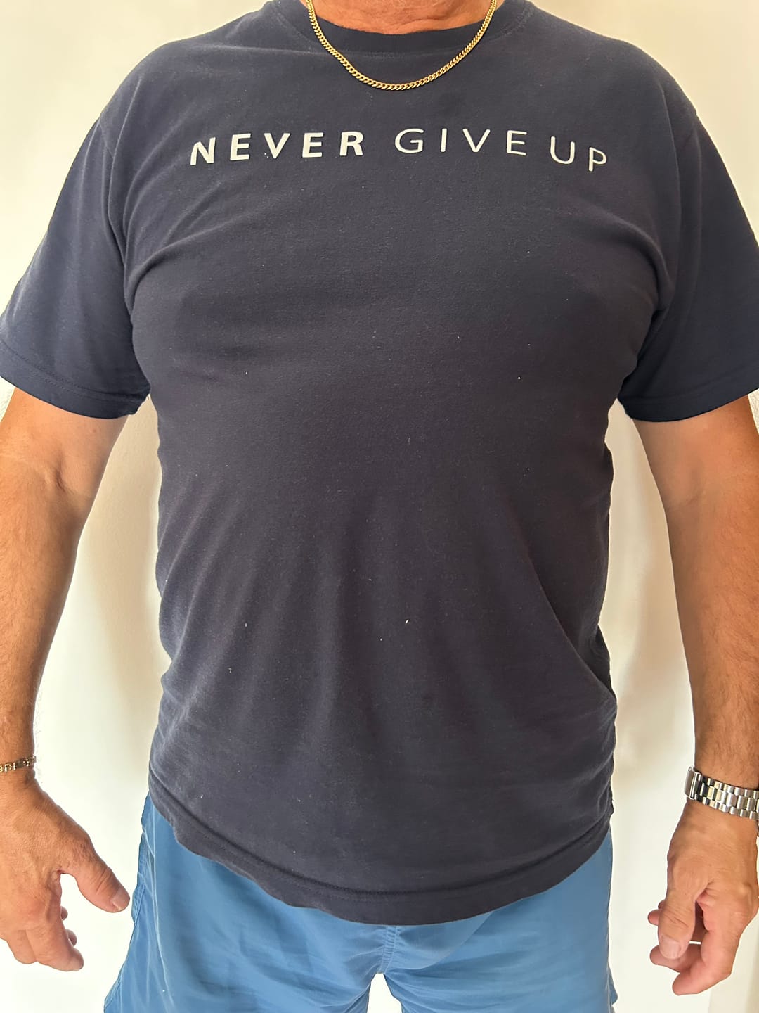 Customer photo review of Never Give Up T-shirt