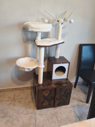 Customer photo review of Έπιπλο Γάτας Ντουλάπι Πολυλειτουργικό Γρατσούνισμα Τουαλέτα vintage καφέ PC-T113X01