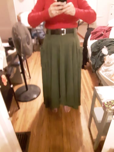 Customer photo review of Army Green skirt - women long skirt maxi cotton knit skirt 0885#