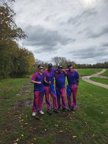 Customer photo review of Men's blue purple pink sport Team golf polo