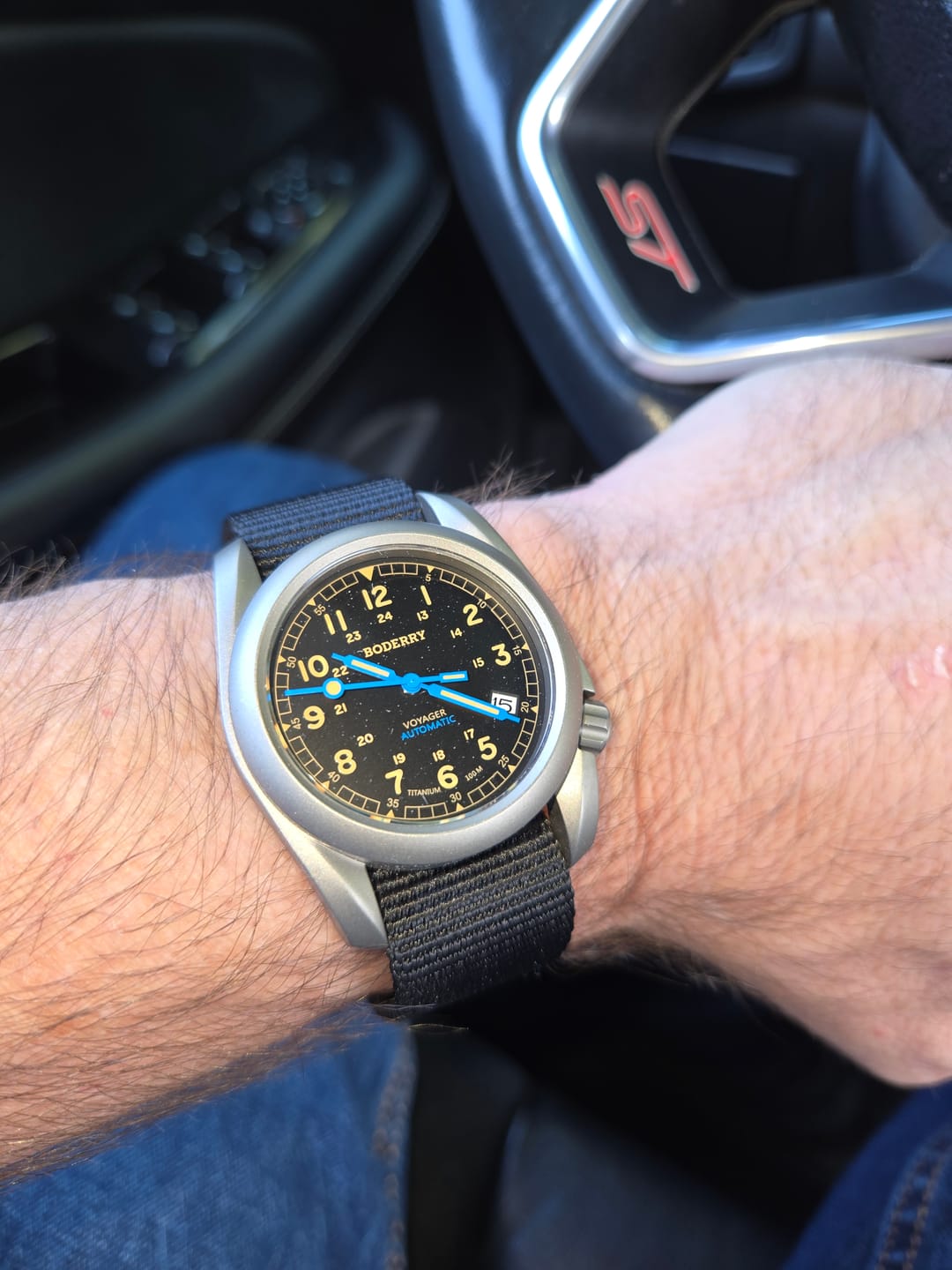 Customer photo review of VOYAGER - 100M Waterproof Titanium Automatic Field Watch | Vintage Noir