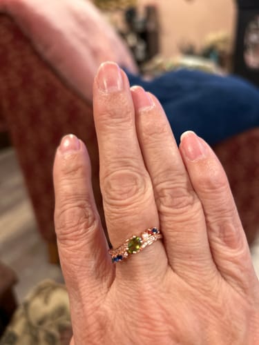 Customer photo review of Mama & Mini Squad Engraved 1-10 Birthstones Bypass Ring