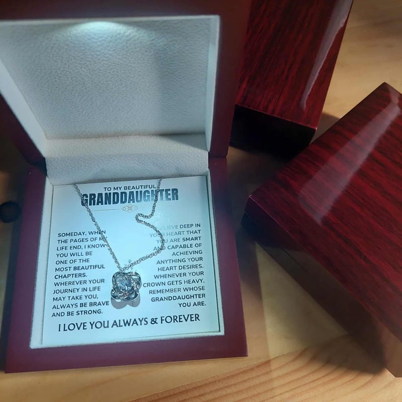 Customer photo review of To My Beautiful Granddaughter - "A Chapter I'll Cherish Forever" Love Knot Necklace Gift Set  - GD07