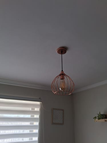 Customer photo review of Lampara Colgante Moderna Canasta Individual Oro Rosa