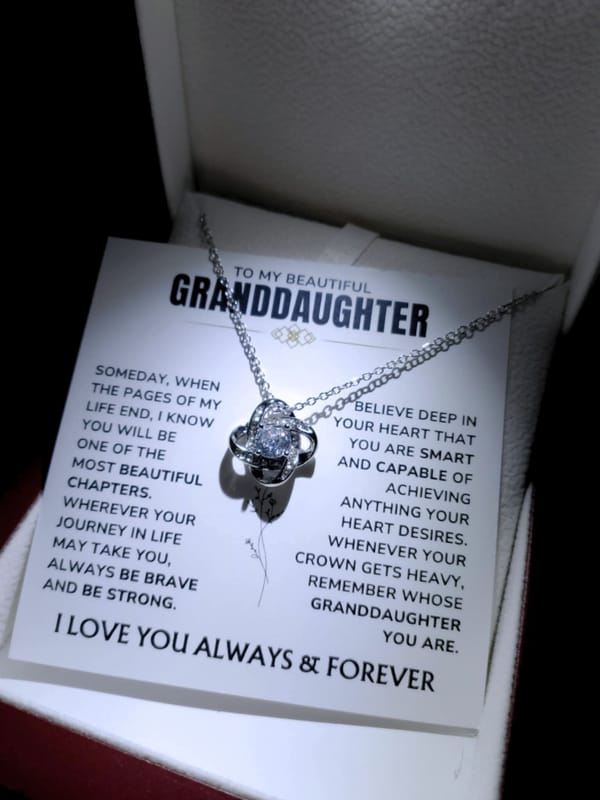 Customer photo review of To My Beautiful Granddaughter - "A Chapter I'll Cherish Forever" Love Knot Necklace Gift Set  - GD07