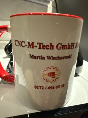 Customer photo review of Chrom-Tasse Becher mit Logo Spiegel-Effekt Tasse mit Logo bedruckt 325ml Firmenlogo