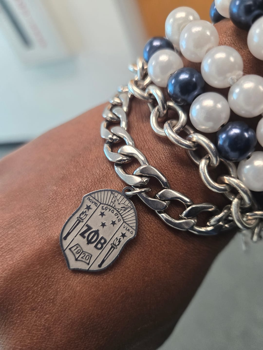 Customer photo review of Zeta Phi Beta stainless steel bracelet