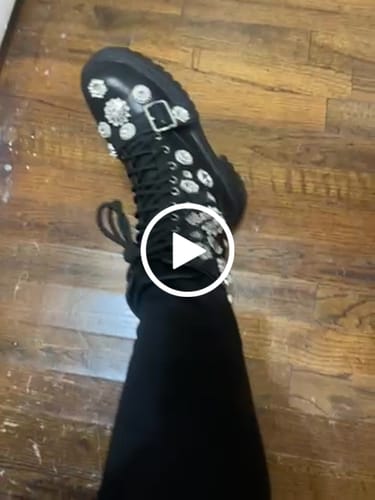 Customer video review of WILHELMINA-BLACK CRYSTAL COMBAT BOOTIE