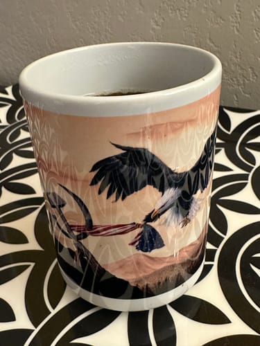 Customer photo review of Patriotic Eagle Ceramic Mug - 11oz & 15oz, American Flag Design