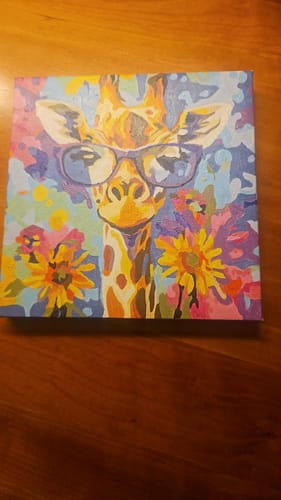 Customer photo review of Mini Malen nach Zahlen mit Rahmen - Coole Giraffe mit Blumen
