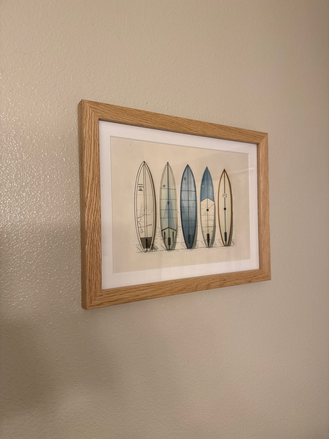 Customer photo review of Surfboard Wall Art in Blues and Tans