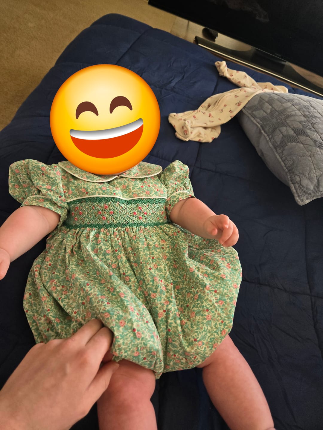 Customer photo review of Ivy Belle Handsmocked Romper