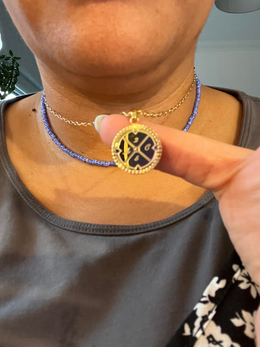 Customer photo review of Engravable Compass Necklace
