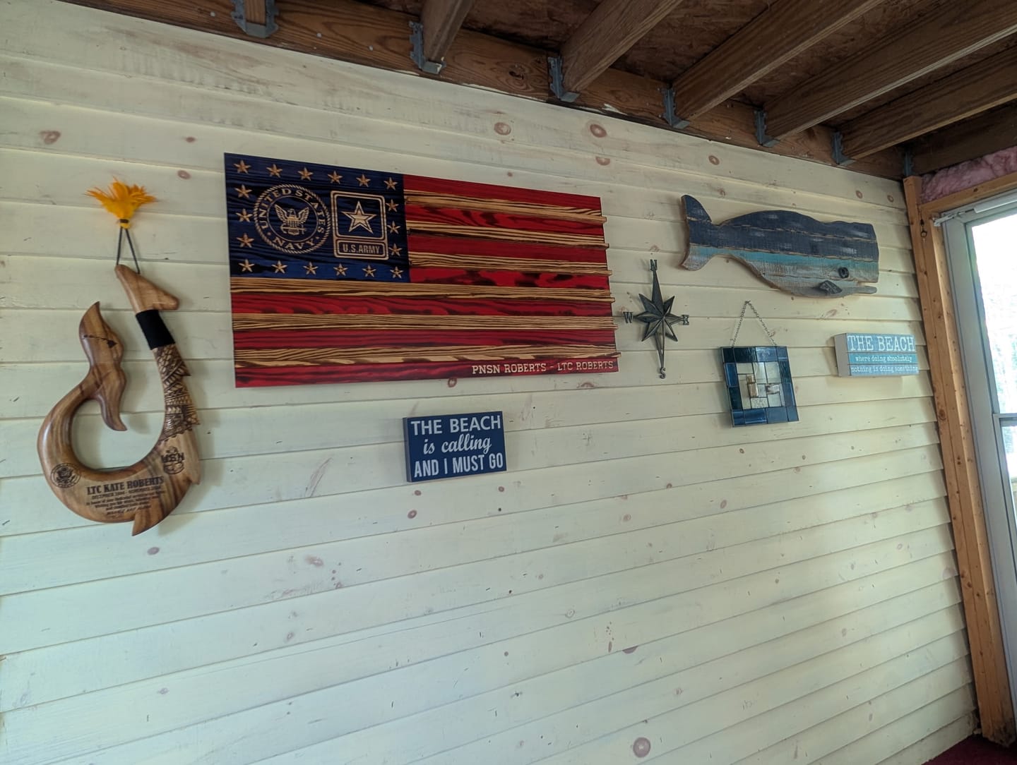 Customer photo review of Challenge Coin Display Rack Holder - Rustic American Flag
