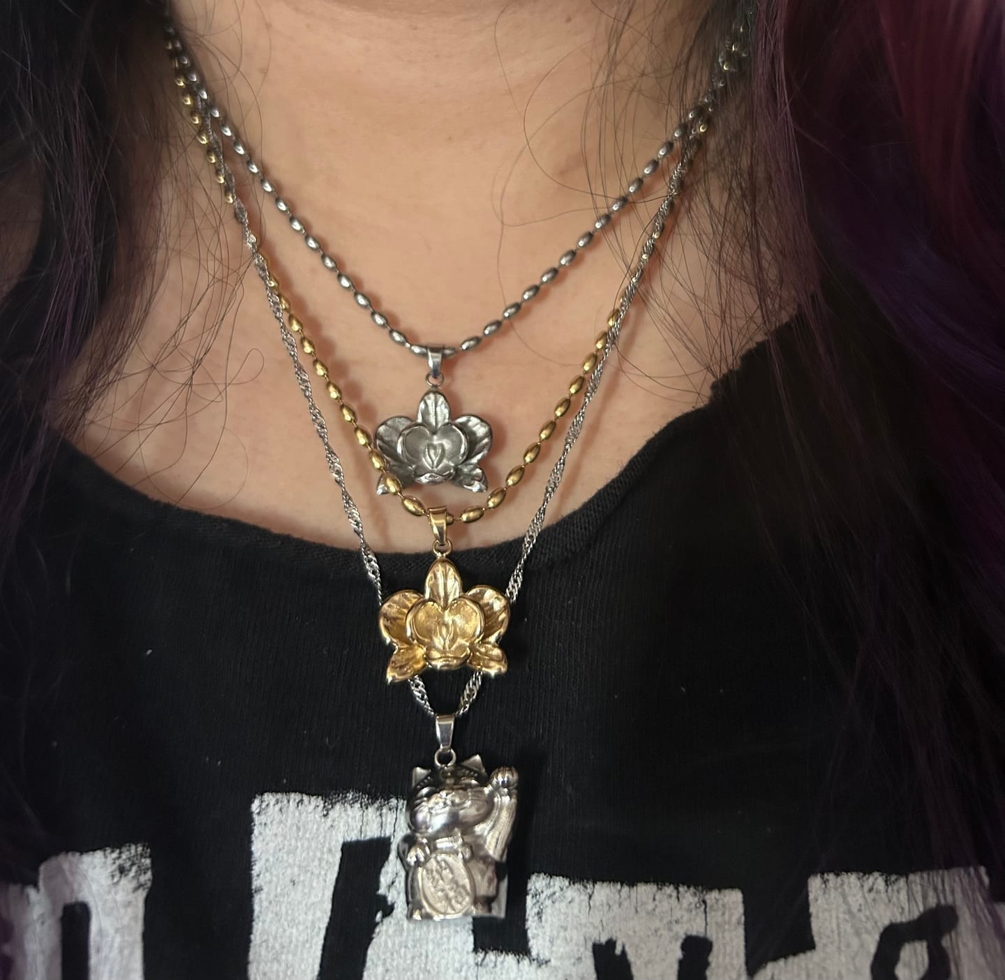 Customer photo review of Lucky Cat Happiness Necklace