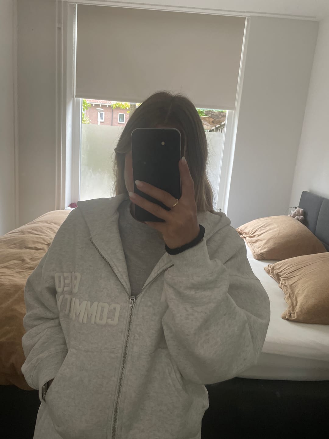 Customer photo review of GATED COMMUNITY ZIP HOODIE LIGHT GREY