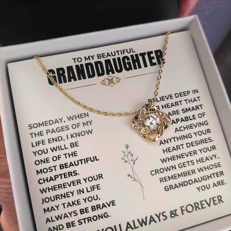 Customer photo review of To My Beautiful Granddaughter - "A Chapter I'll Cherish Forever" Love Knot Necklace Gift Set  - GD07