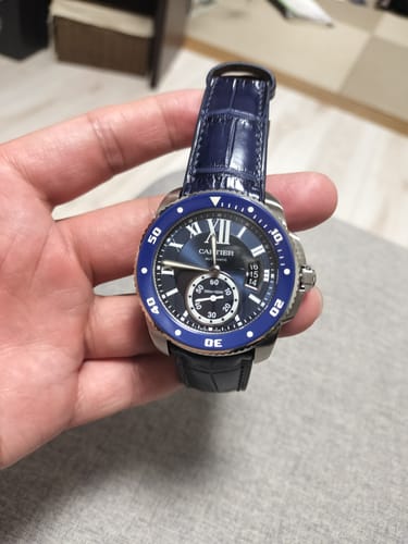Customer photo review of クロコダイルレザー 腕時計ベルト - ダークブルー