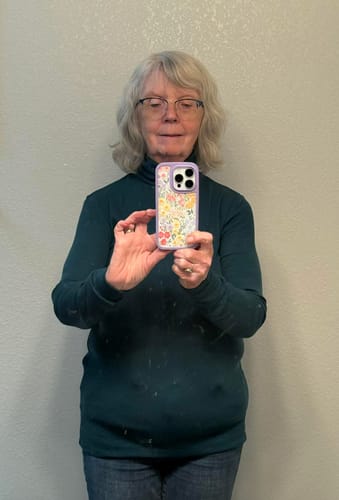 Customer photo review of Sage Ribbed Turtleneck - Riverbank Green