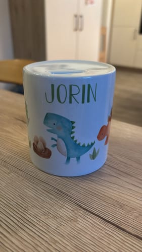 Kundenbewertung mit Foto zu Spardose aus Keramik - Dino