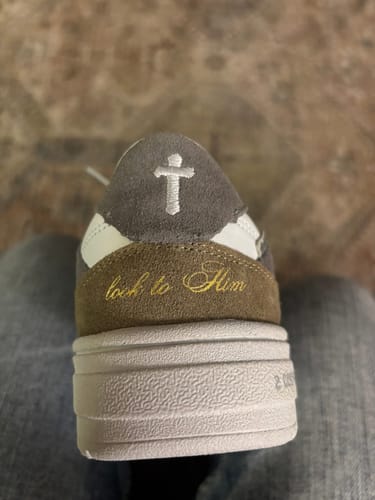 Customer photo review of 2 Corinthians 5:7 Vintage Basketball Sneakers