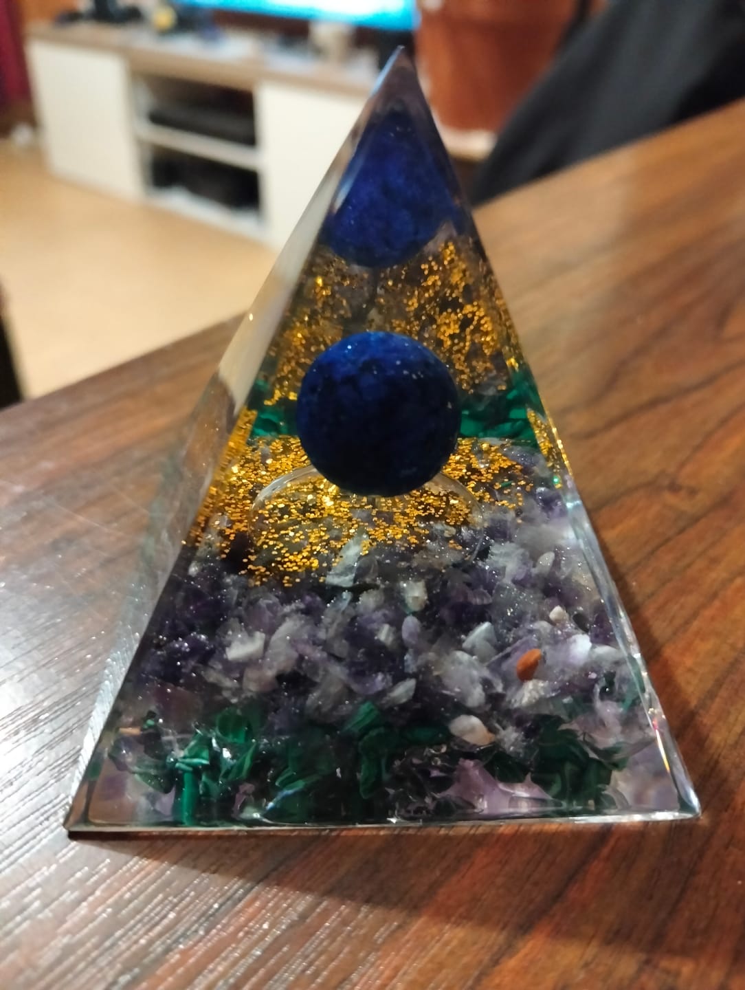 Customer photo review of Orgonite "Kâli" en Lapis Lazuli, Améthyste & Malachite