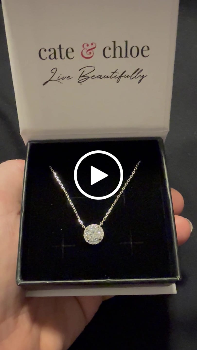 Customer video review of Moissanite by Cate & Chloe Sutton 18k Gold Plated 925 Sterling Silver Necklace 1.1tcw