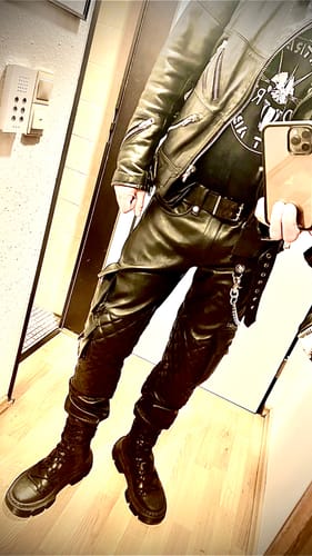Customer photo review of Padded Leather Cargo Pants
