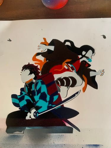 Customer photo review of Bespoke Stencil For MJ Dunn - Demon slayer design
