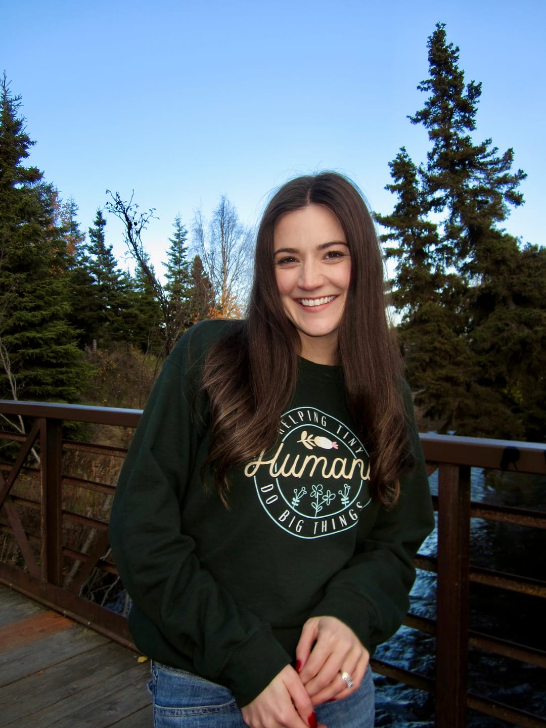 Customer photo review of Helping Tiny Humans Do Big Things Sweatshirt