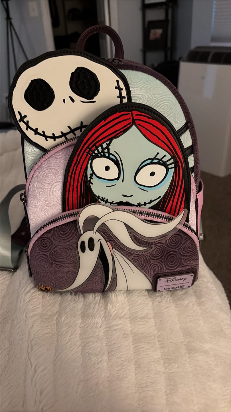 Customer photo review of Loungefly Disney Nightmare Before Christmas Glow in the Dark Jack, Sally and Zero Mini Backpack - 707 Street Exclusive