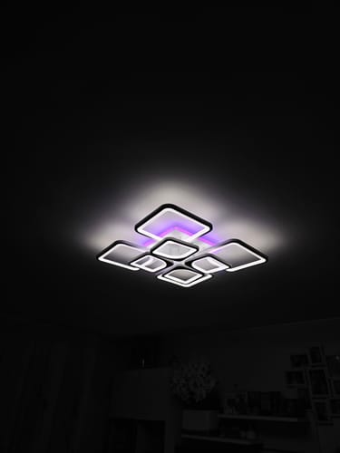 Customer photo review of Lustra LED 4+4 SQUARE Gigant RGB Echivalent 1000W Telecomanda