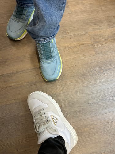 undefined review of PRADA 25S MEN SNEAKERS LOGO IN WHITE NUBUCK AND CANVAS image 1 out of 1