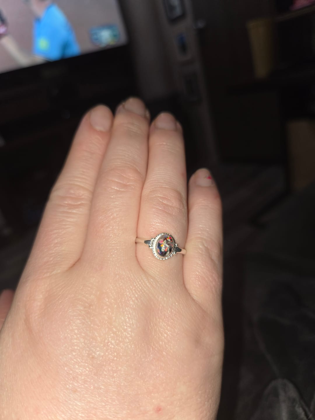 Customer photo review of Braided Oval Ring with Cremation Ashes