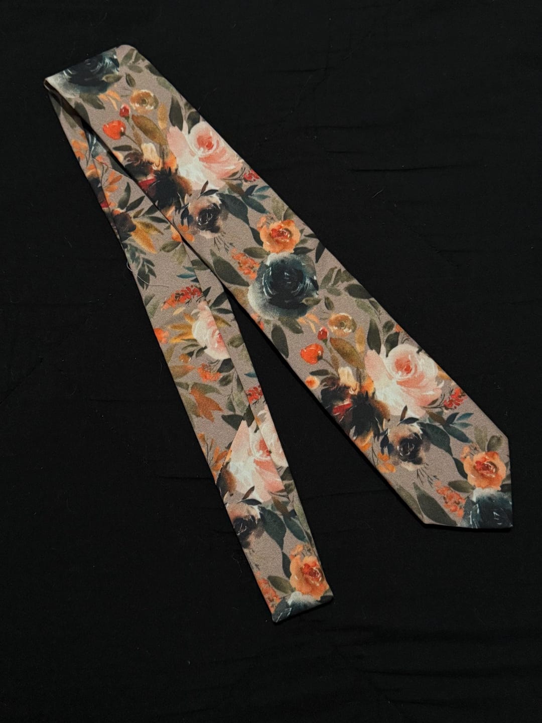 Customer photo review of Taupe Autumn Floral Necktie