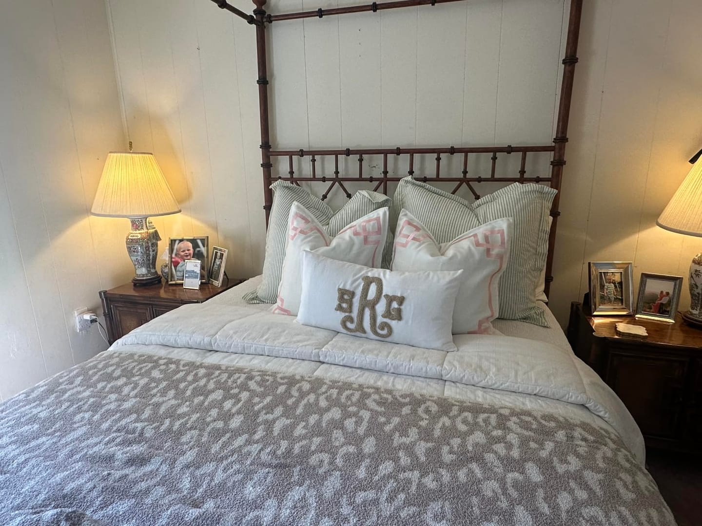 Customer photo review of Coastal Indoor Outdoor Throw Pillow Cover, Embroidered Frame Greek Key, Blush Pink, 20"x20"