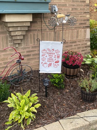 Customer photo review of Pumpkin Spice and Equal Rights Garden Flag