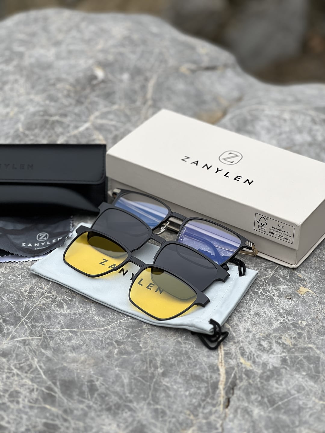 Customer photo review of Nathan | Titanium Rectangular Magnetic Clip-on Eyeglasses Sunglasses | ZanyLen