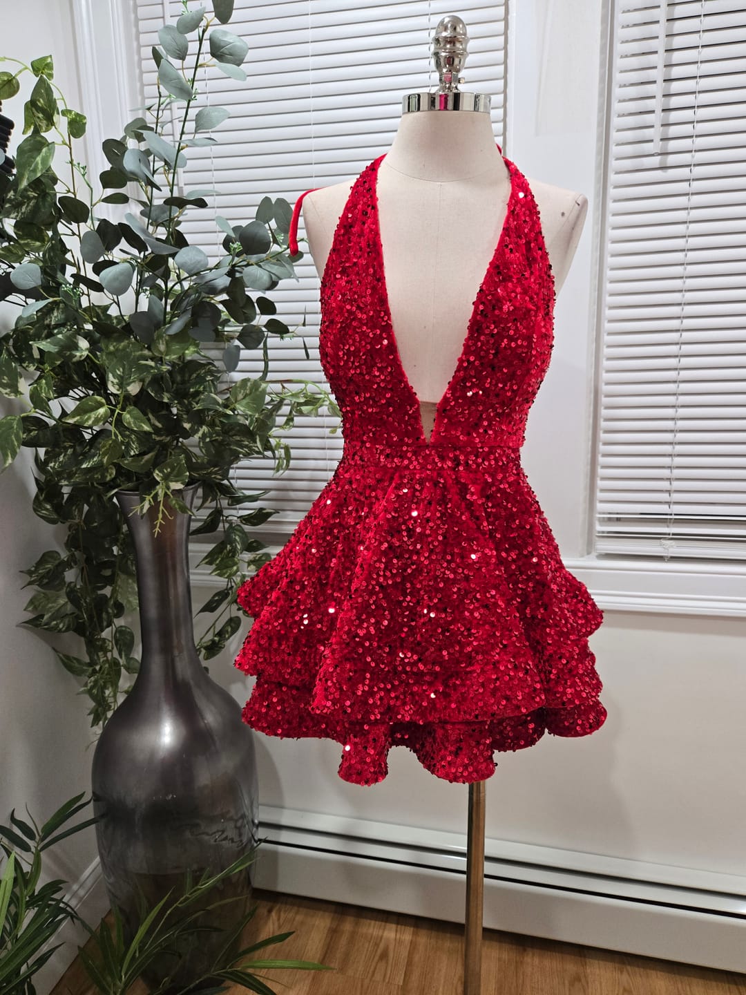 Customer photo review of Red Sequins Velvet
