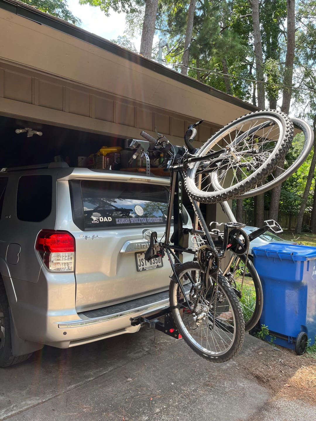 Customer photo review of Chuck Rack 4-Bike Vertical Rack W/ Full Tilt BASE Post