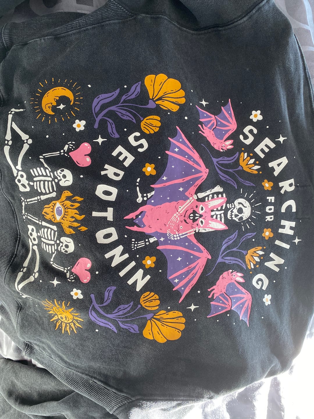Customer photo review of Searching for Serotonin 1/4 Zip Sweater