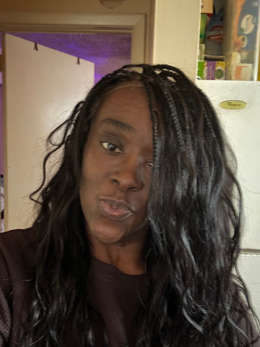 Customer photo review of Michelle - Salon-Style Glueless Miracle Braided Wig Pre-Bleached Swiss HD Full Lace Boho Box Braids Bora Bora Human Hair Body Wave Curls