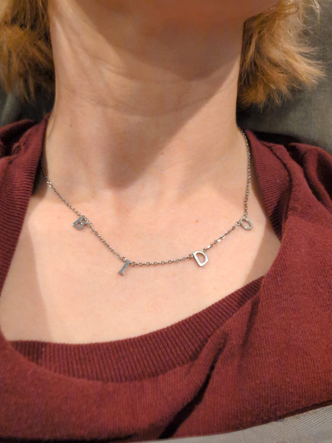 Customer photo review of The Original Initial Letter Necklace